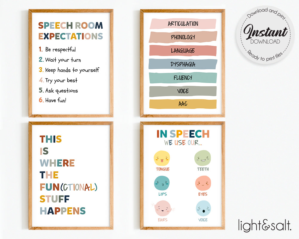 speech-therapy-printable-gallery-wall-set-of-4-posters-lightandsaltdesign for Free Printable Posters For Room Speech Therapy printable gallery wall set of 4 posters – LightandSaltDesign for Free Printable Posters For Room
