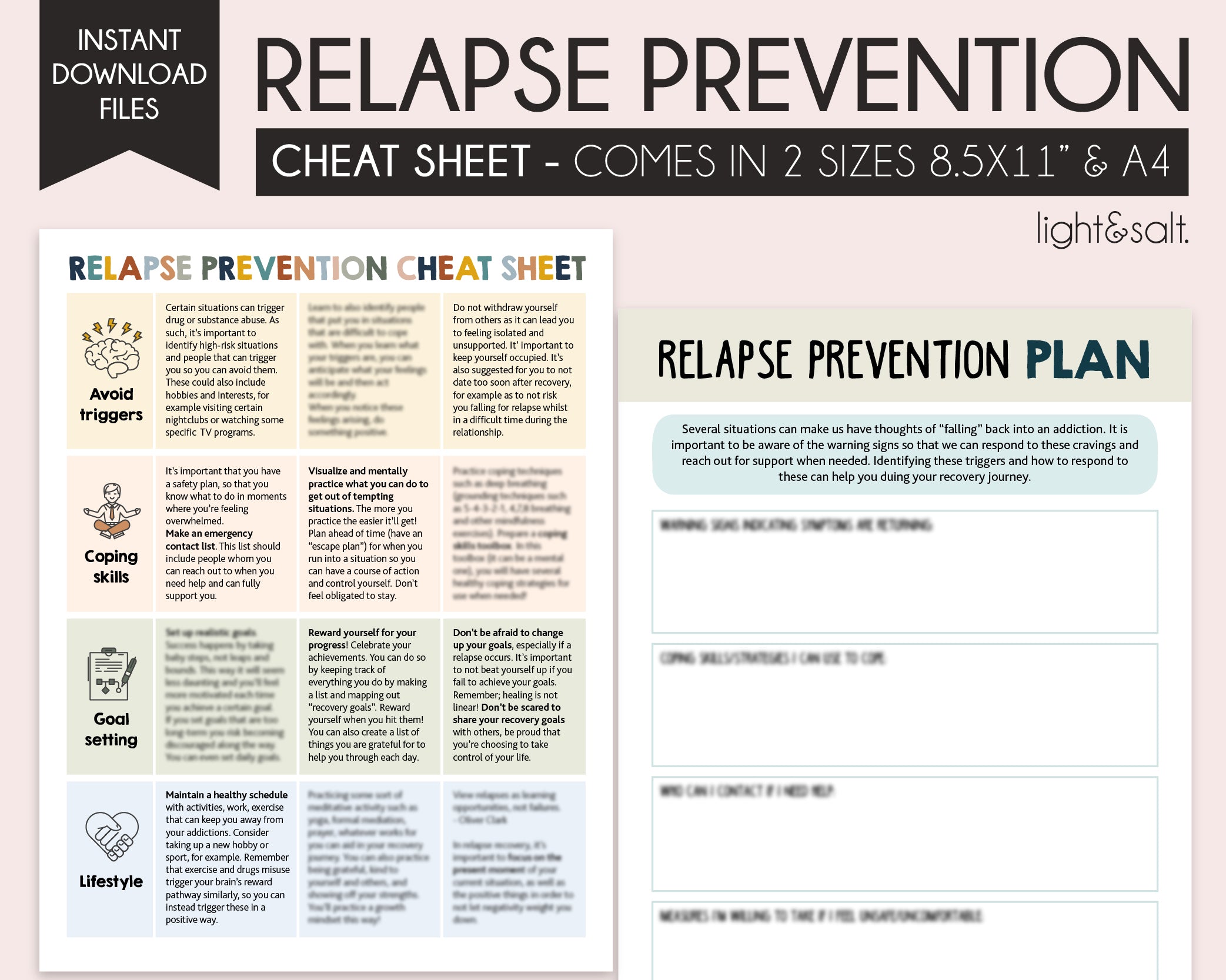 Relapse prevention cheat sheet and plan LightandSaltDesign