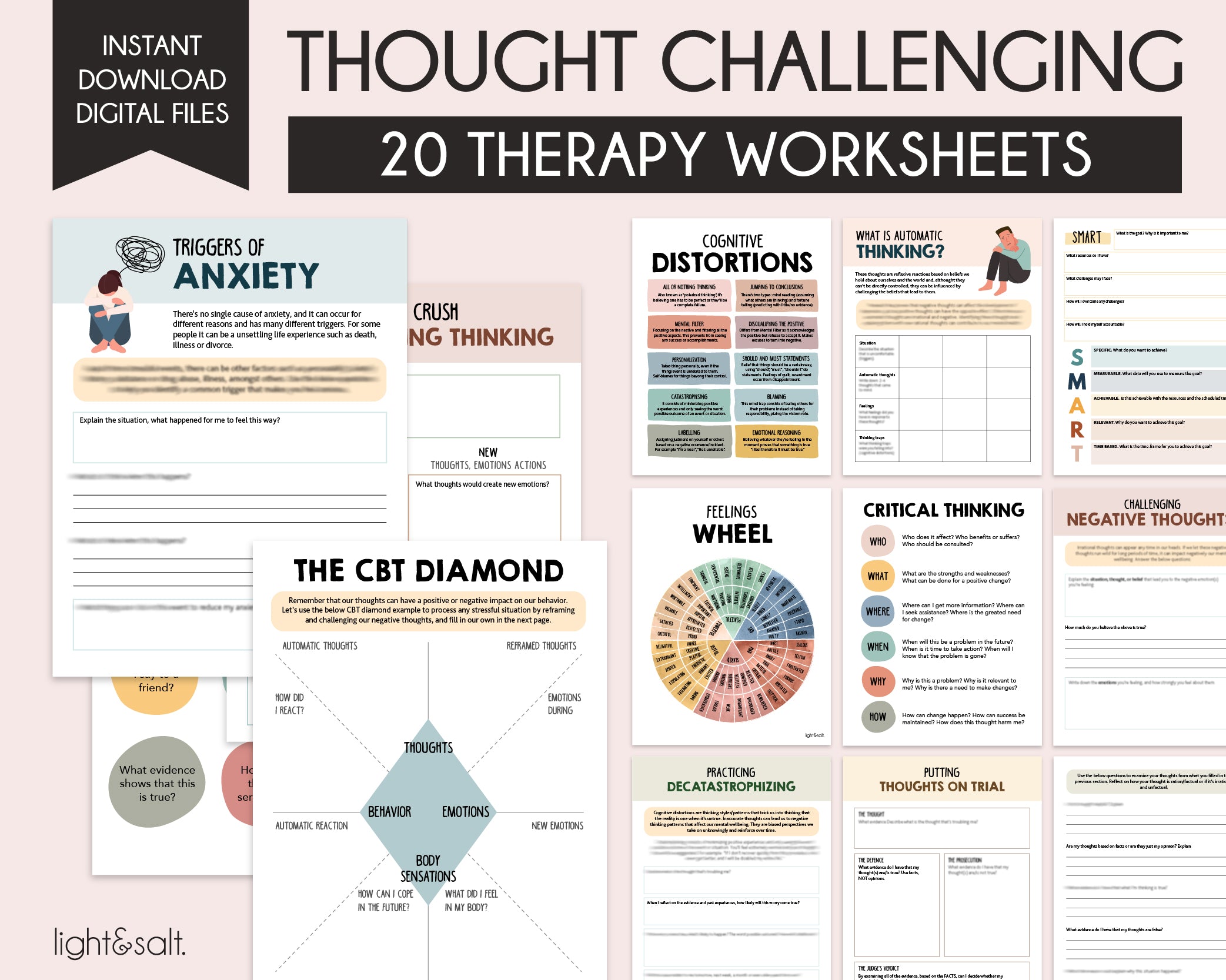 Thought Challenging worksheets LightandSaltDesign