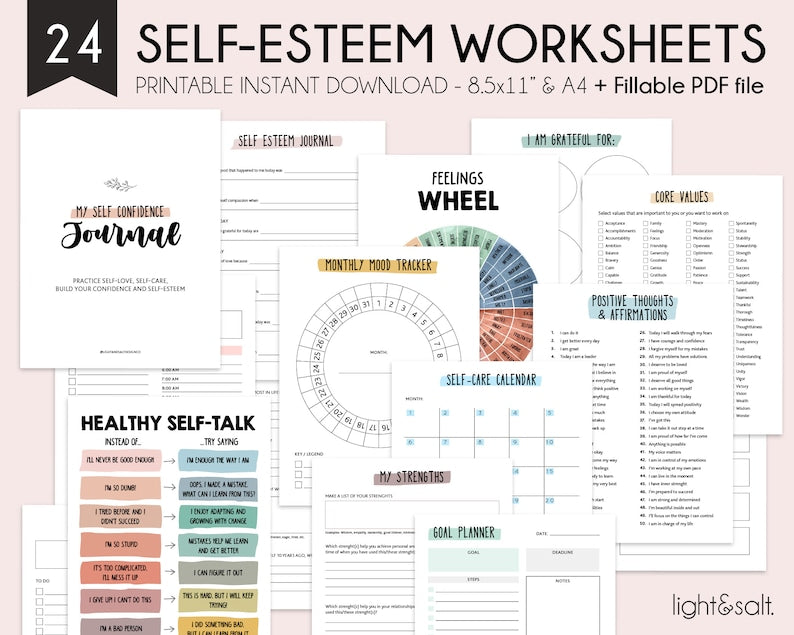 Self esteem worksheets, Confidence workbook – LightandSaltDesign self-esteem-worksheets-confidence-workbook-lightandsaltdesign