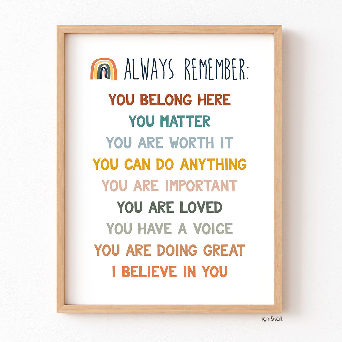 Always remember, you belong here poster – LightandSaltDesign