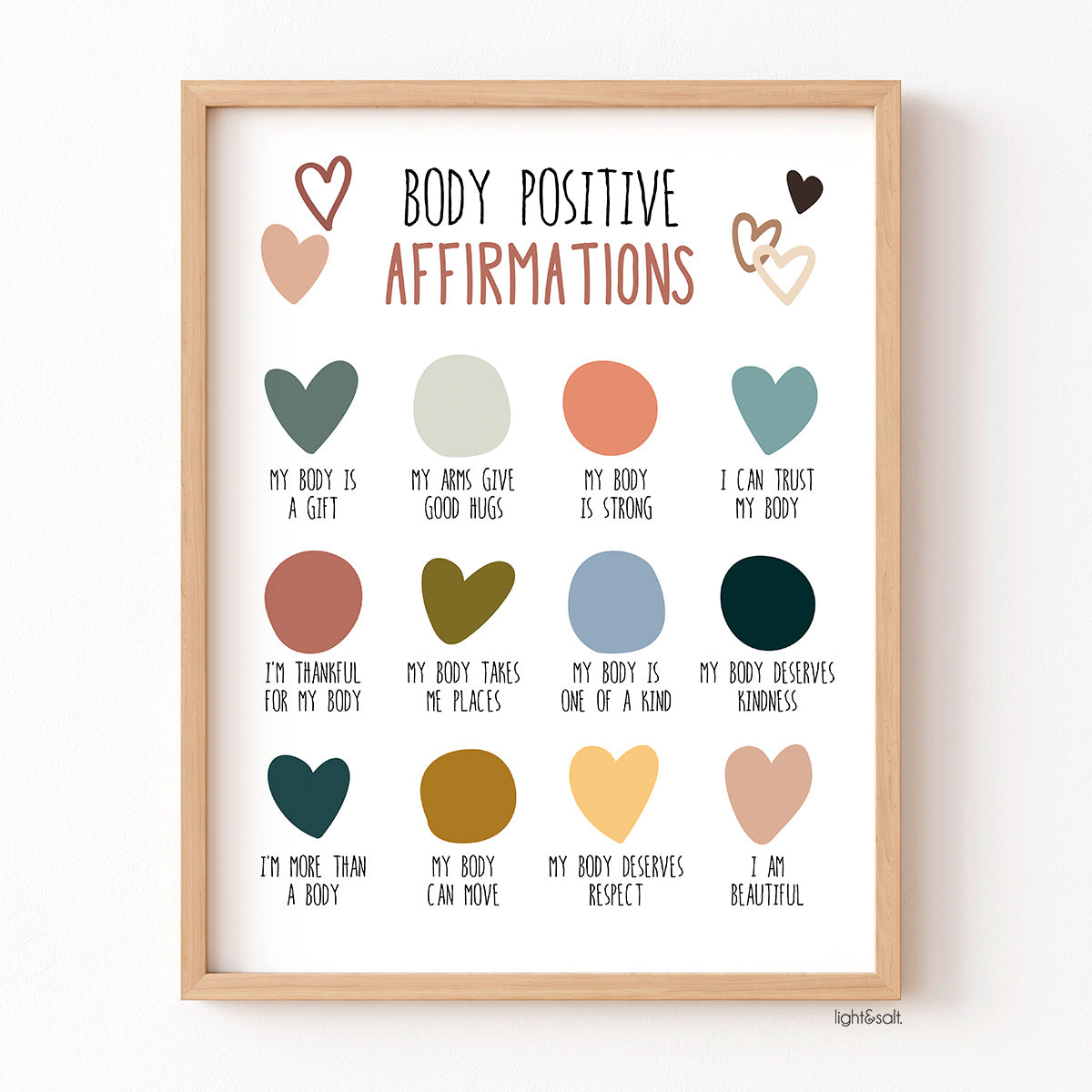 Body positive affirmations poster – LightandSaltDesign