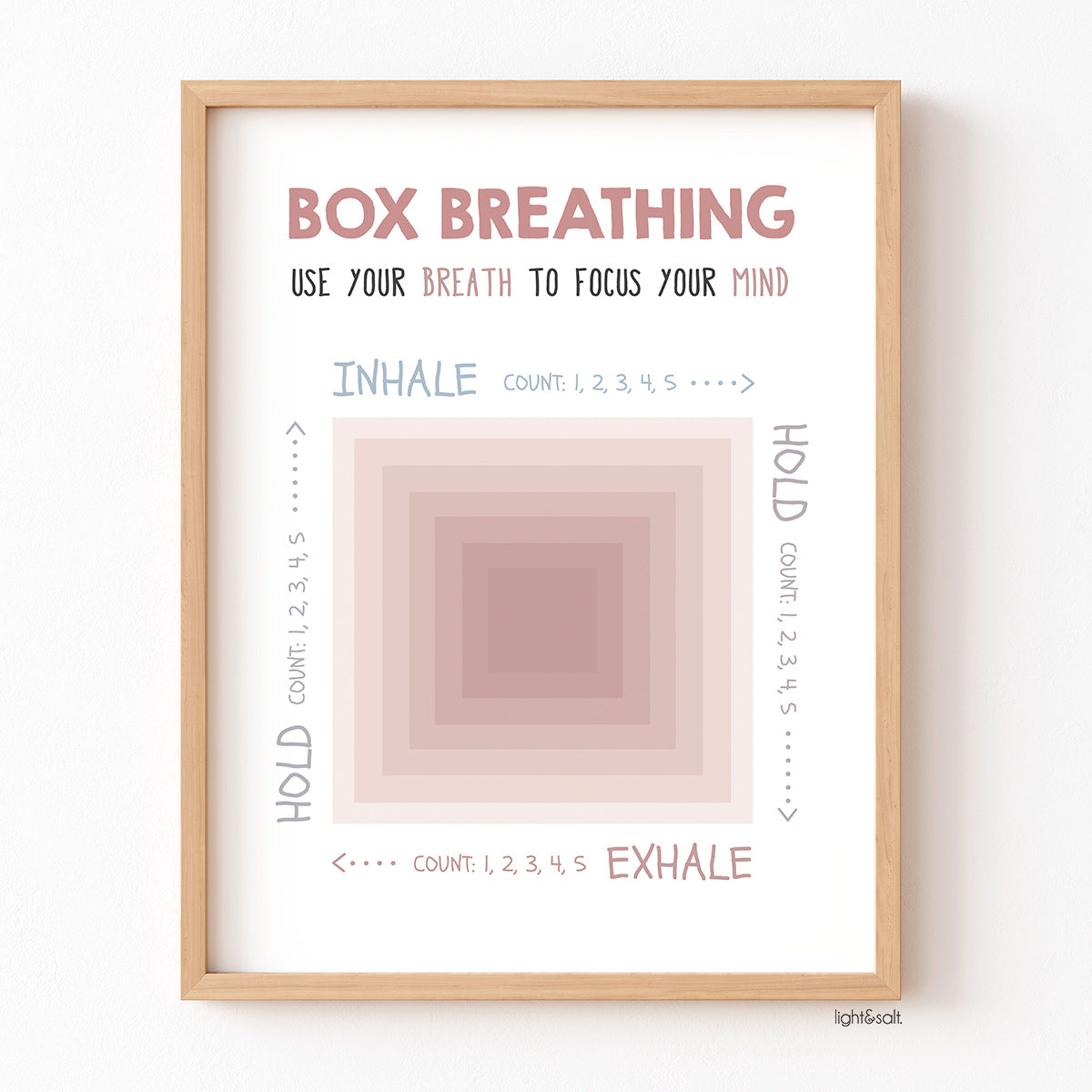 Box breathing mindfulness technique poster