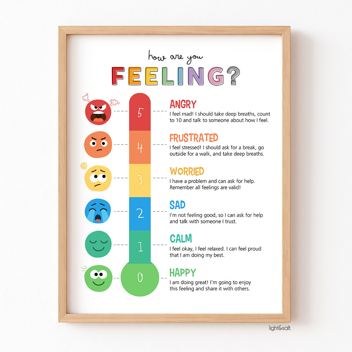 Rainbow feelings thermometer poster, emotions meter – LightandSaltDesign