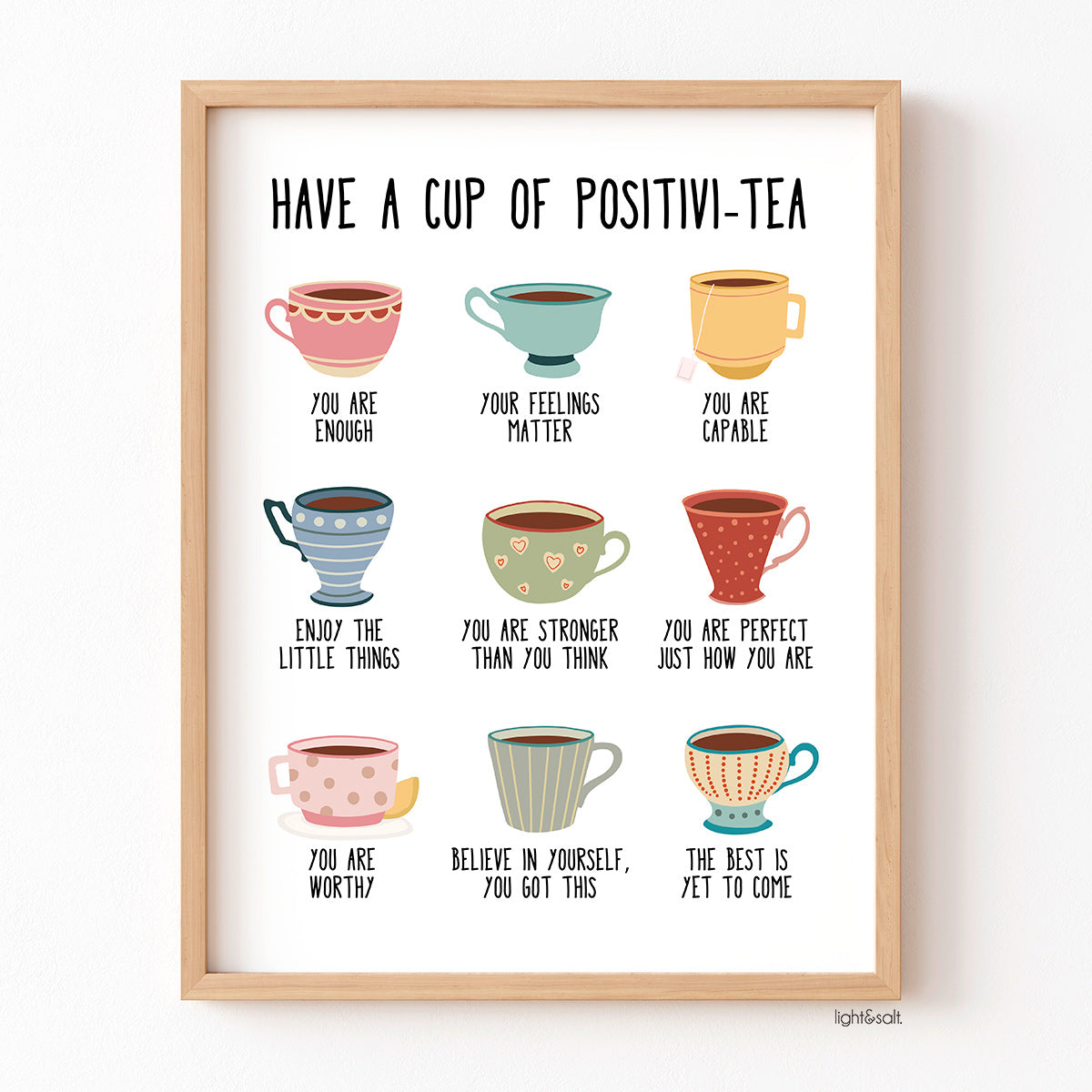 Have a cup of positivi-tea poster, positive affirmations