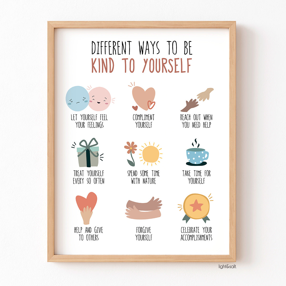 Different ways to be kind to yourself poster