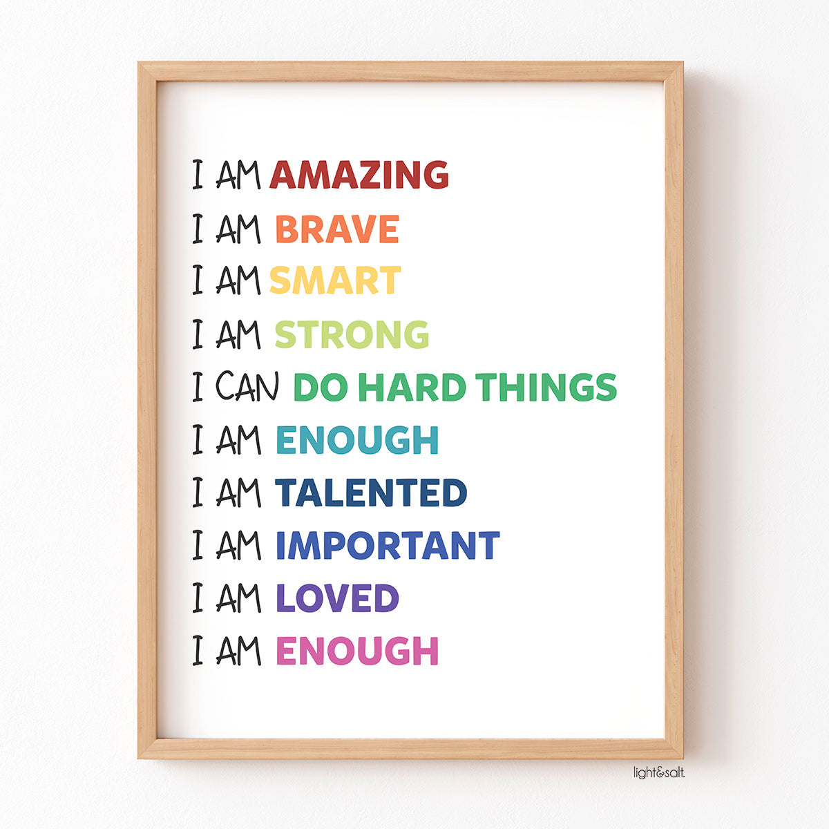 Daily affirmations for kids poster – LightandSaltDesign