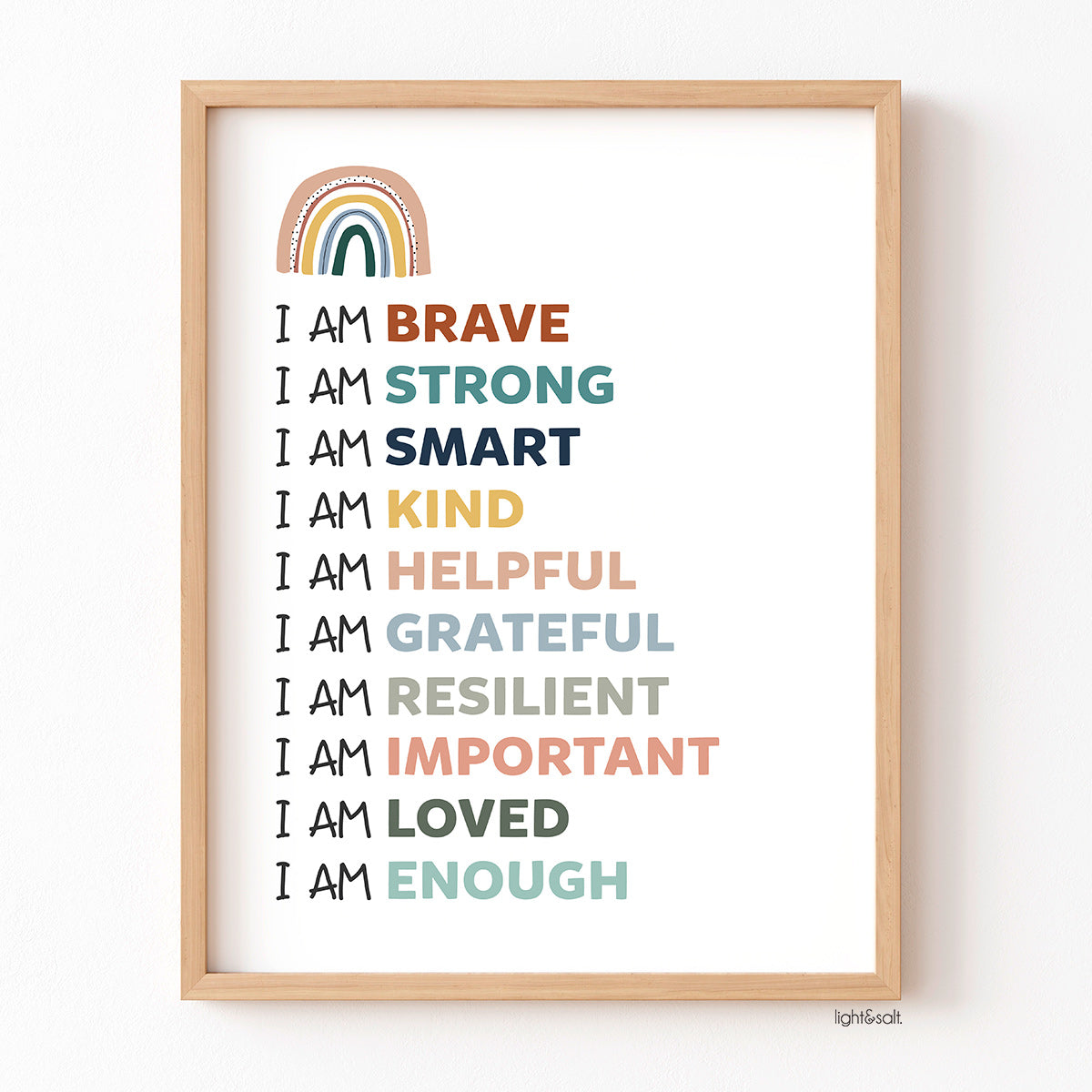 Boho Rainbow Daily affirmations for kids poster