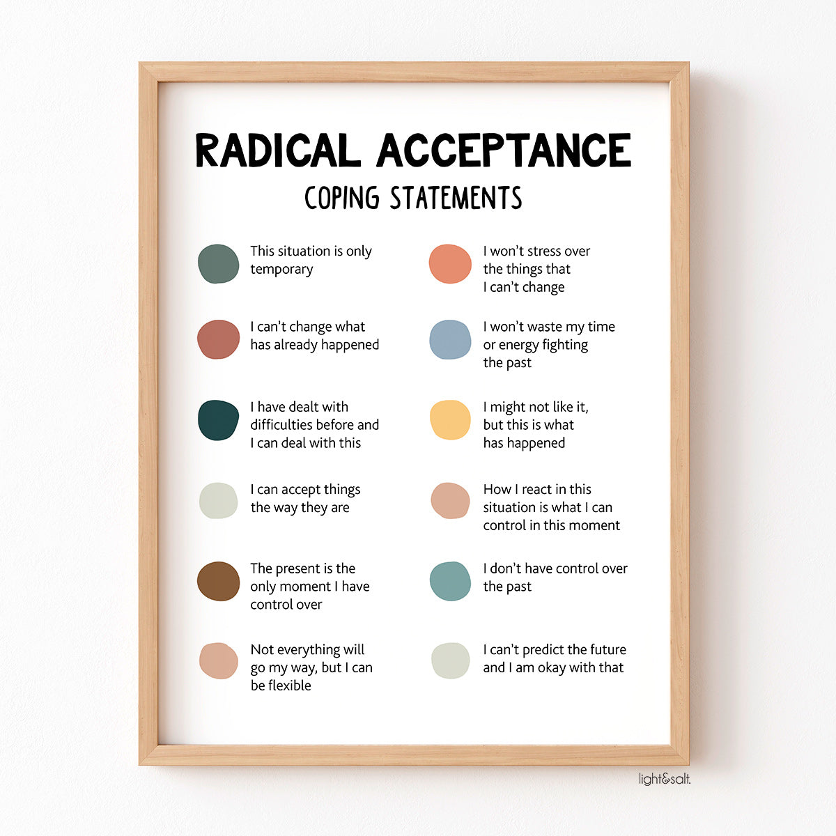 Radical acceptance coping statements poster