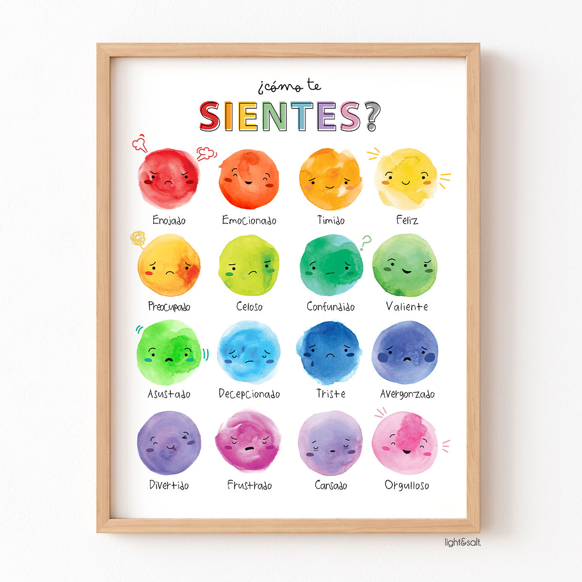 Spanish watercolor feelings poster – LightandSaltDesign