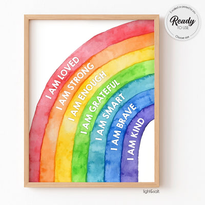 Set of 6 Rainbow affirmations classroom posters