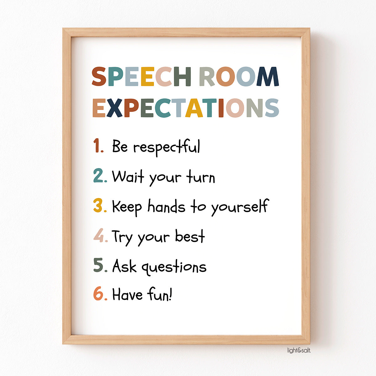 Speech room expectations poster