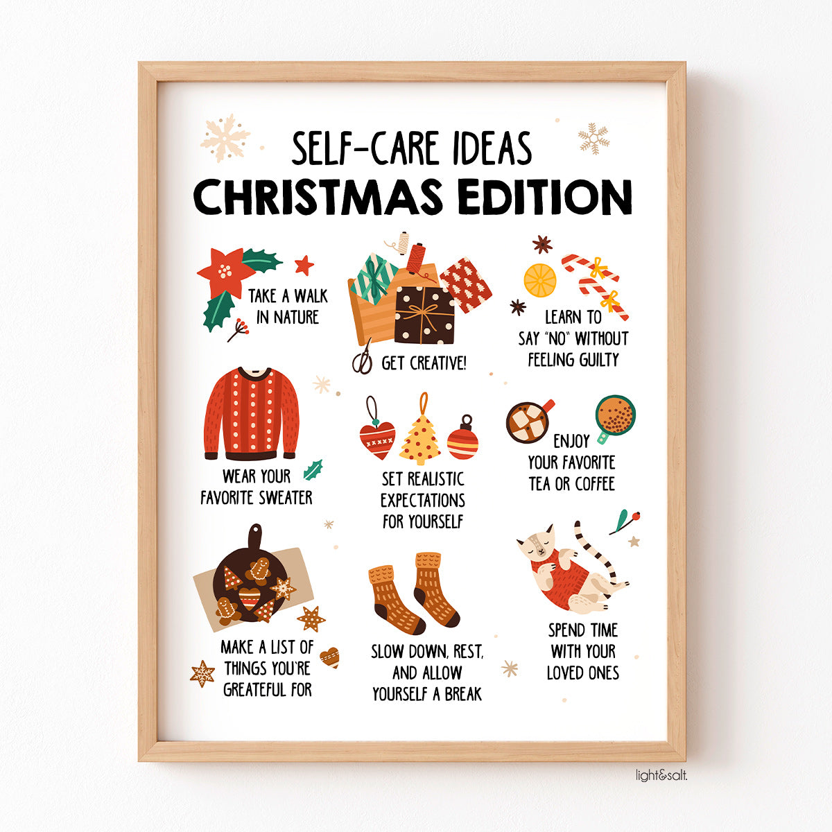 Self care ideas christmas edition poster