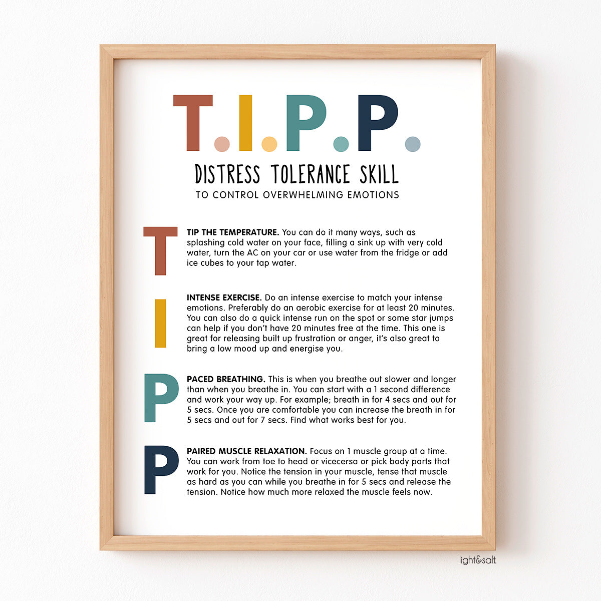 TIPP Distress tolerance skill poster, DBT poster