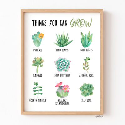 Things you can grow poster, growth mindset