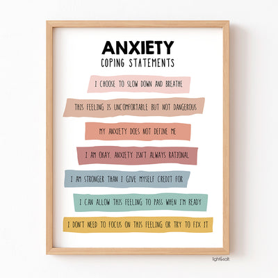 Anxiety coping statements poster