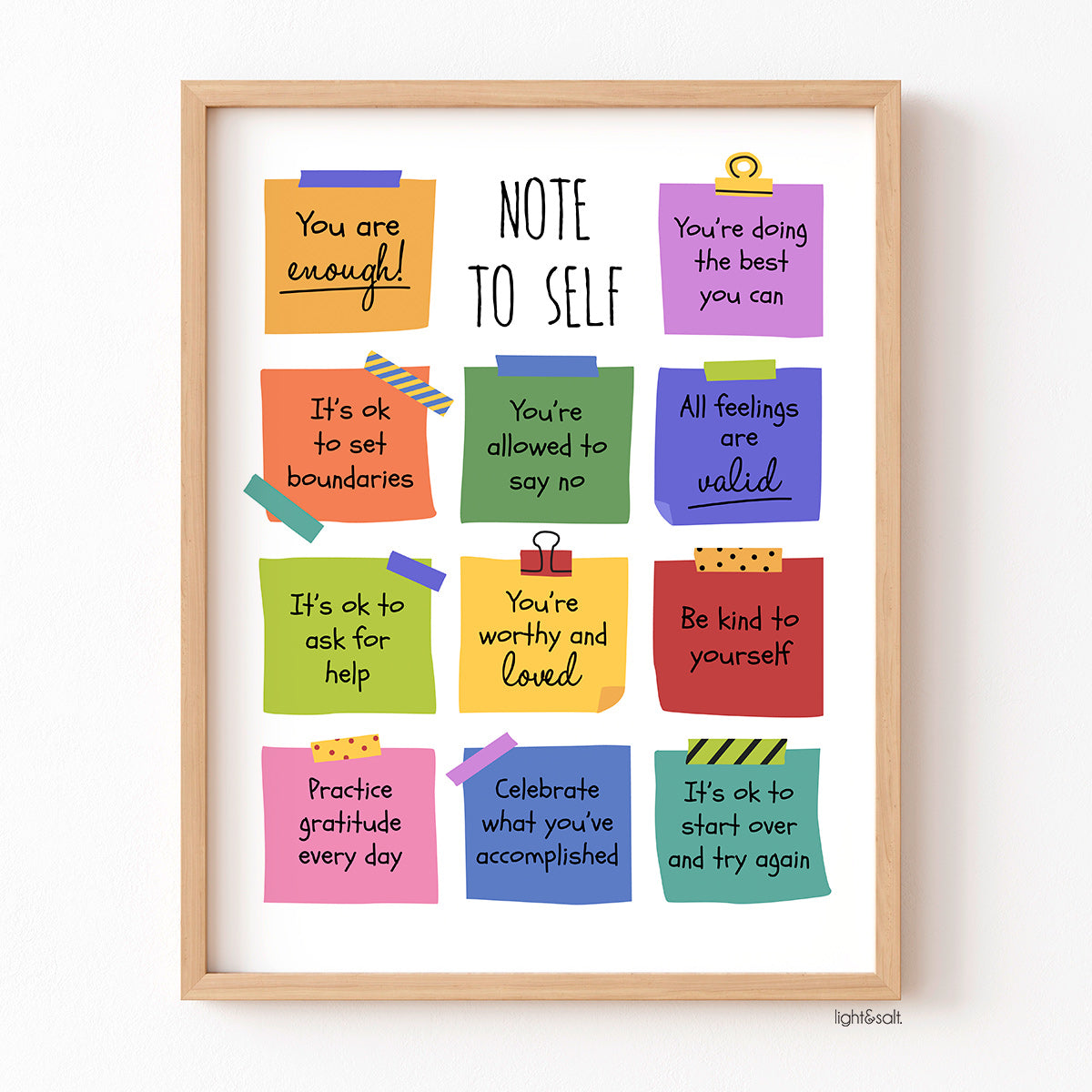 Note to self poster, self love, self care – LightandSaltDesign