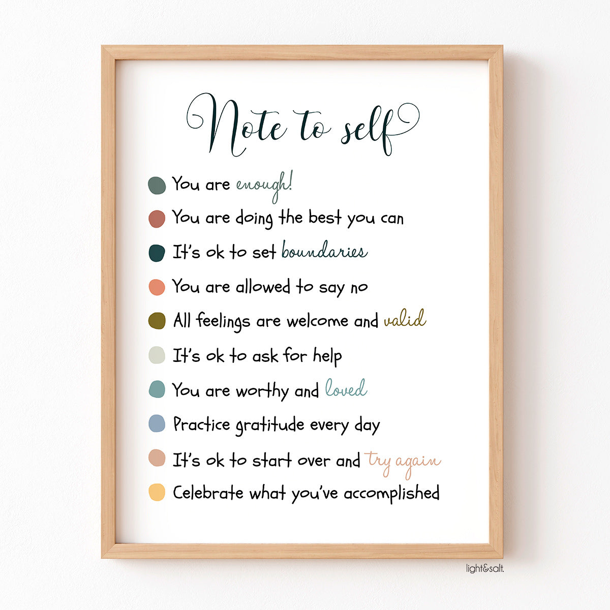 Note to self list poster