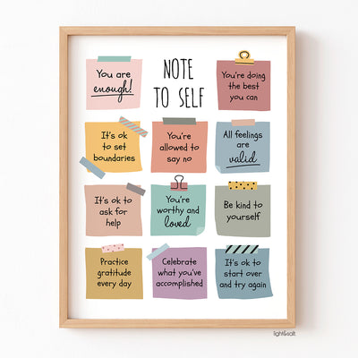 Note to self poster, self love, self care