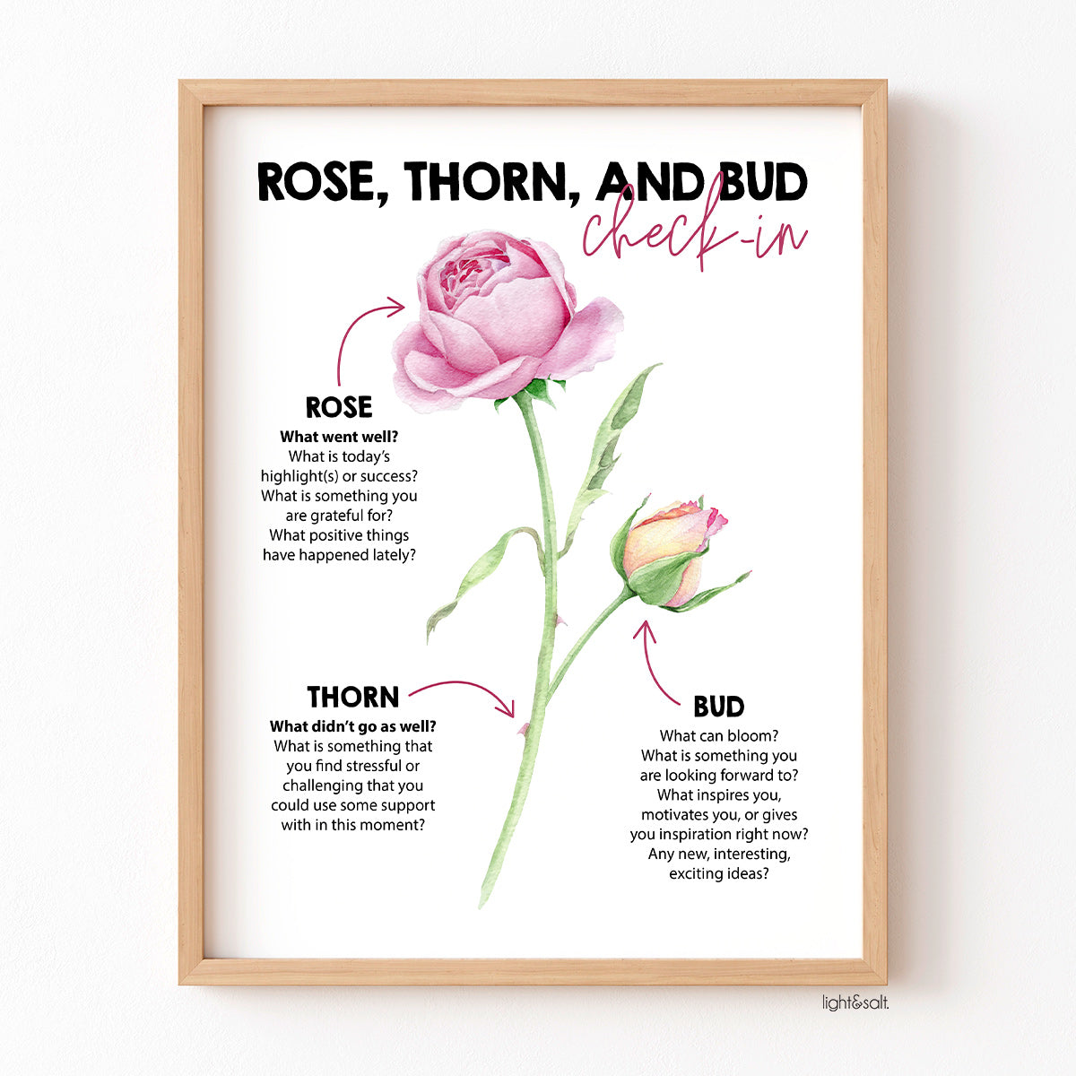 Rose, thorn and bud check-in poster