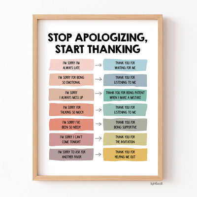 Stop apologizing and start thanking poster