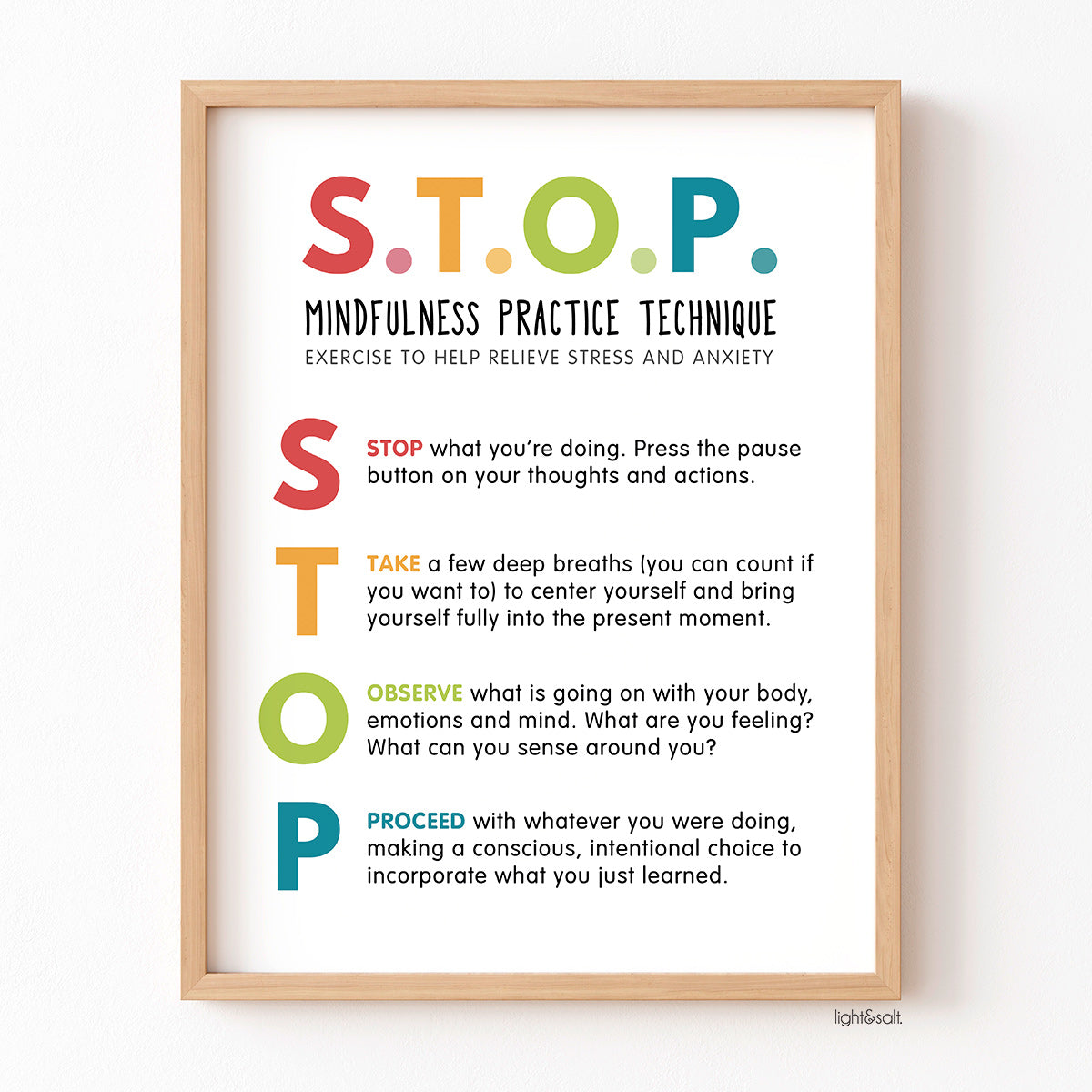 STOP Mindfulness practice technique, DBT poster