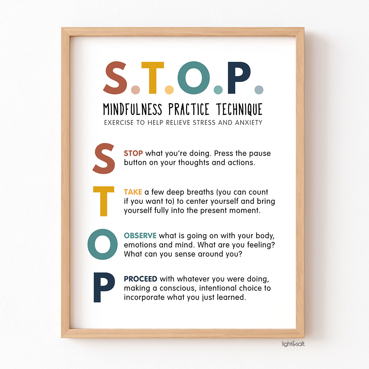 STOP Mindfulness practice technique, DBT poster
