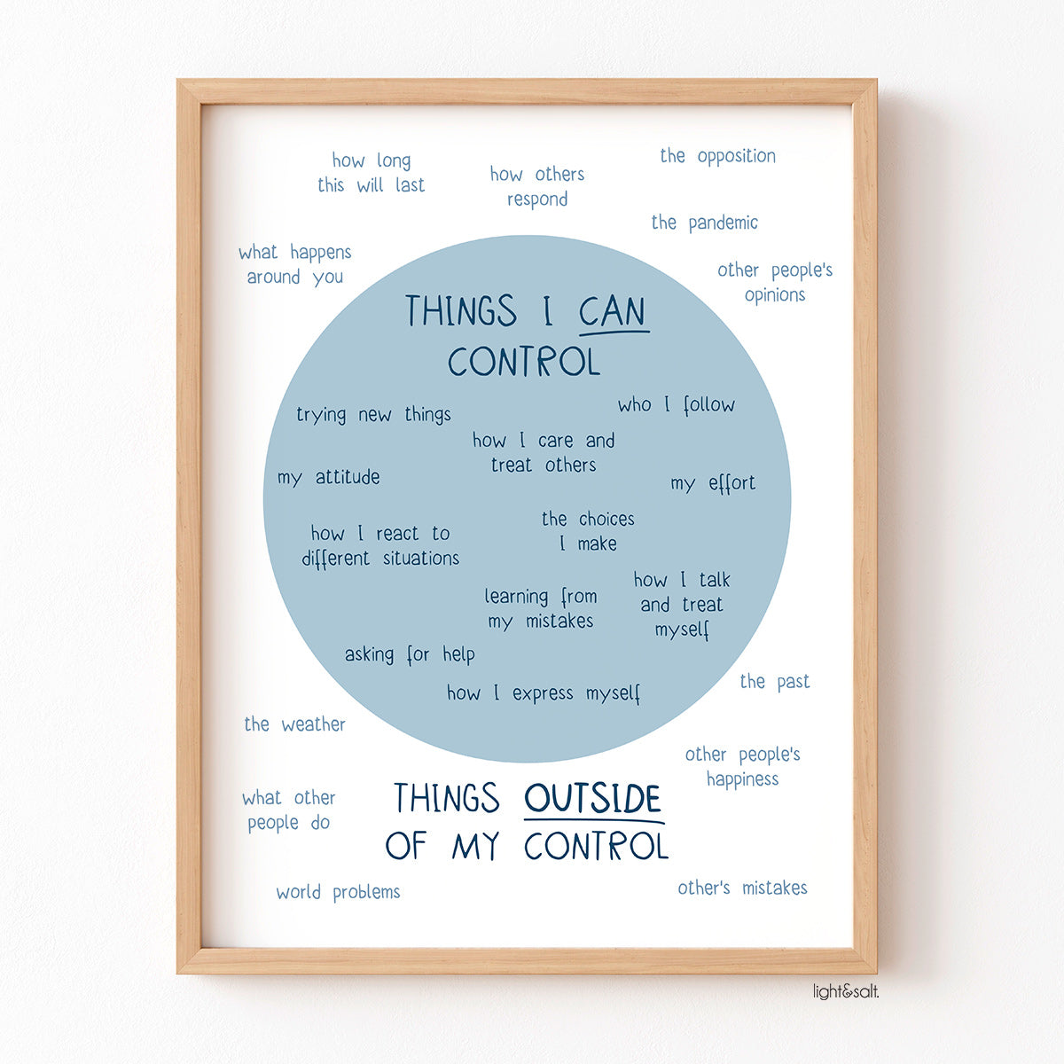 Circle of control poster, things I can and cannot control