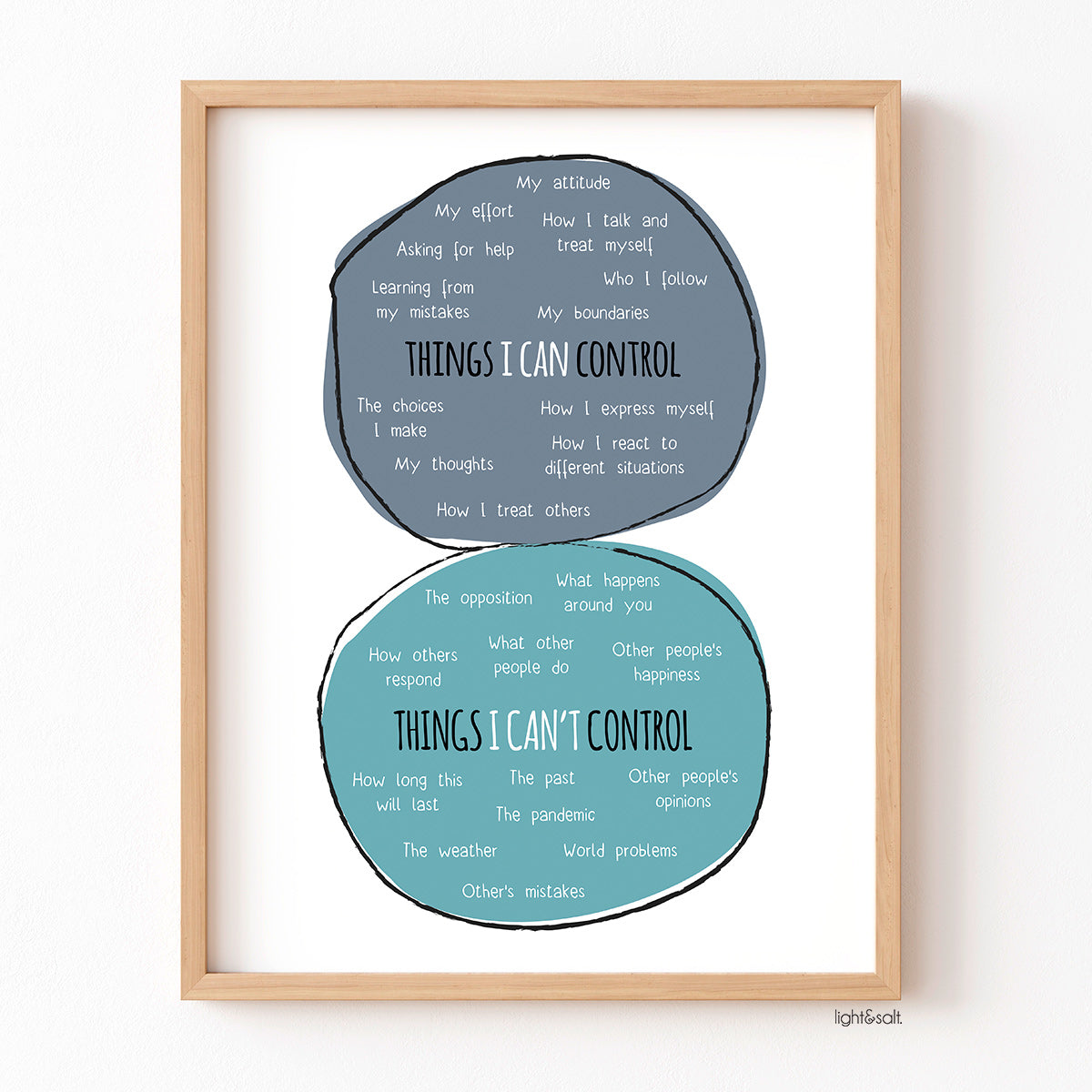 Circle of control poster, things I can and cannot control