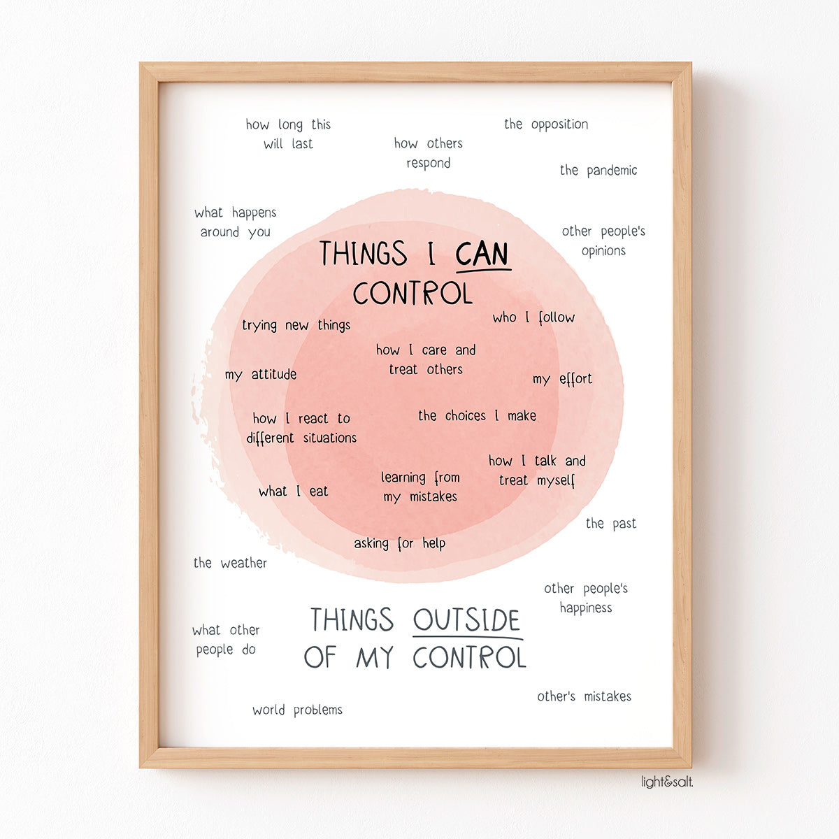 Circle of control poster, things I can and cannot control