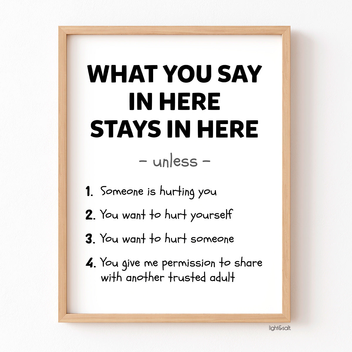 What you say in here stays in here, confidentiality poster, black and white