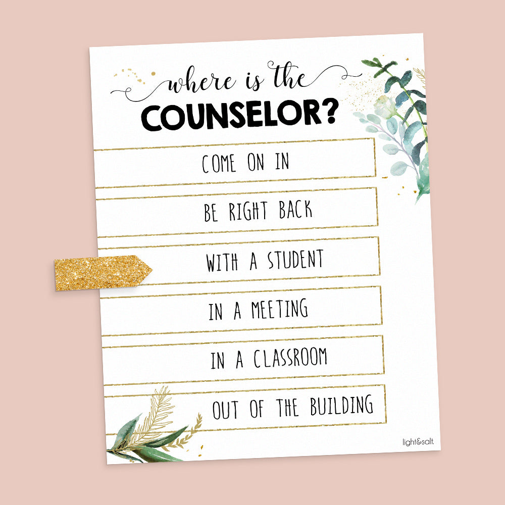 Where is the counselor? poster sign