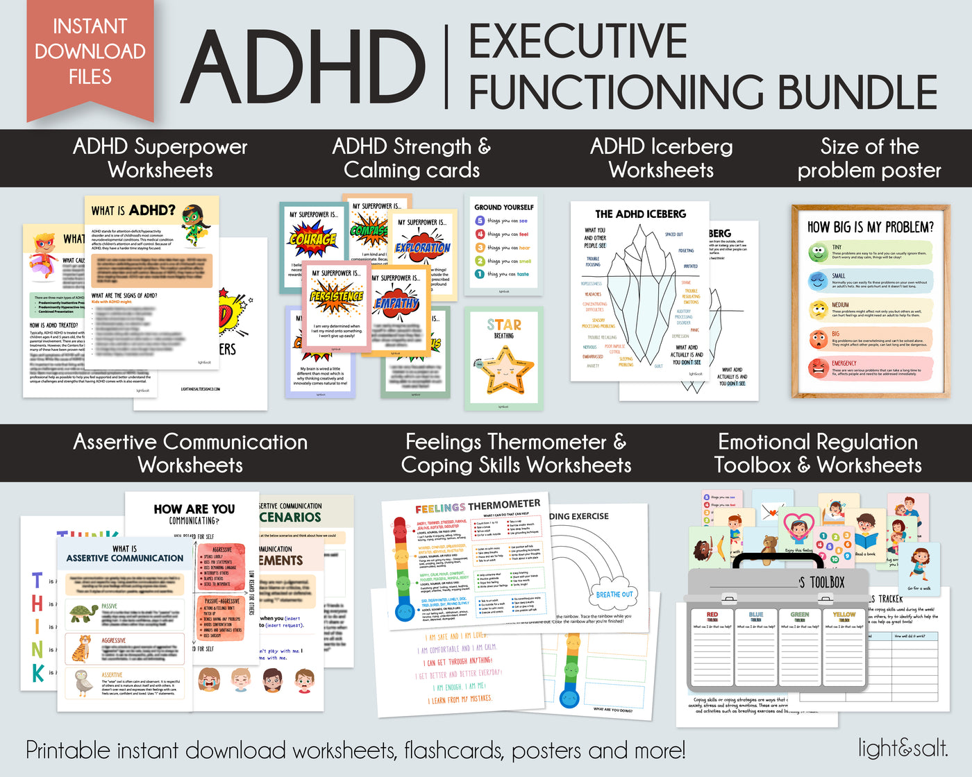 ADHD - Executive functioning worksheet bundle for kids,
