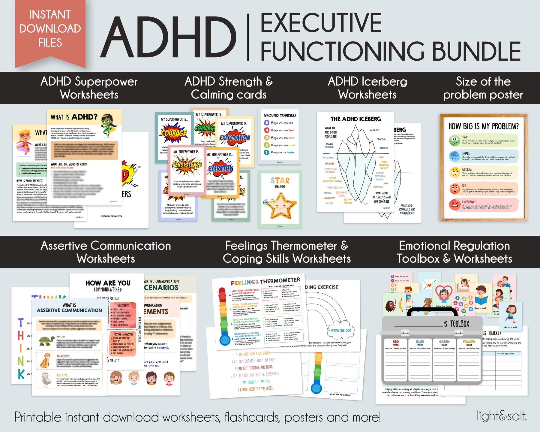 ADHD - Executive functioning worksheet bundle for kids ...