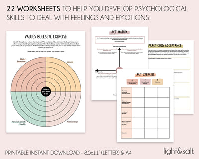 ACT therapy worksheets, Acceptance and Commitment Therapy Workbook