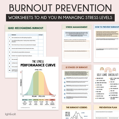 Burnout prevention, stress management worksheets