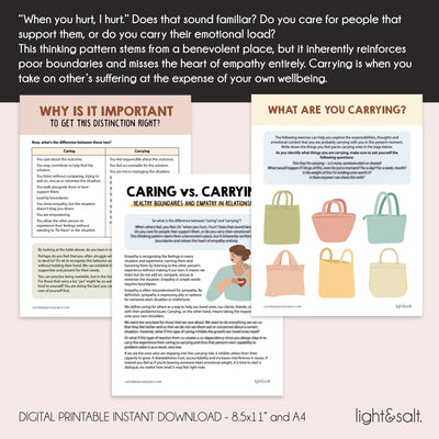 Caring vs Carrying: worksheets for setting healthy boundaries in relationships