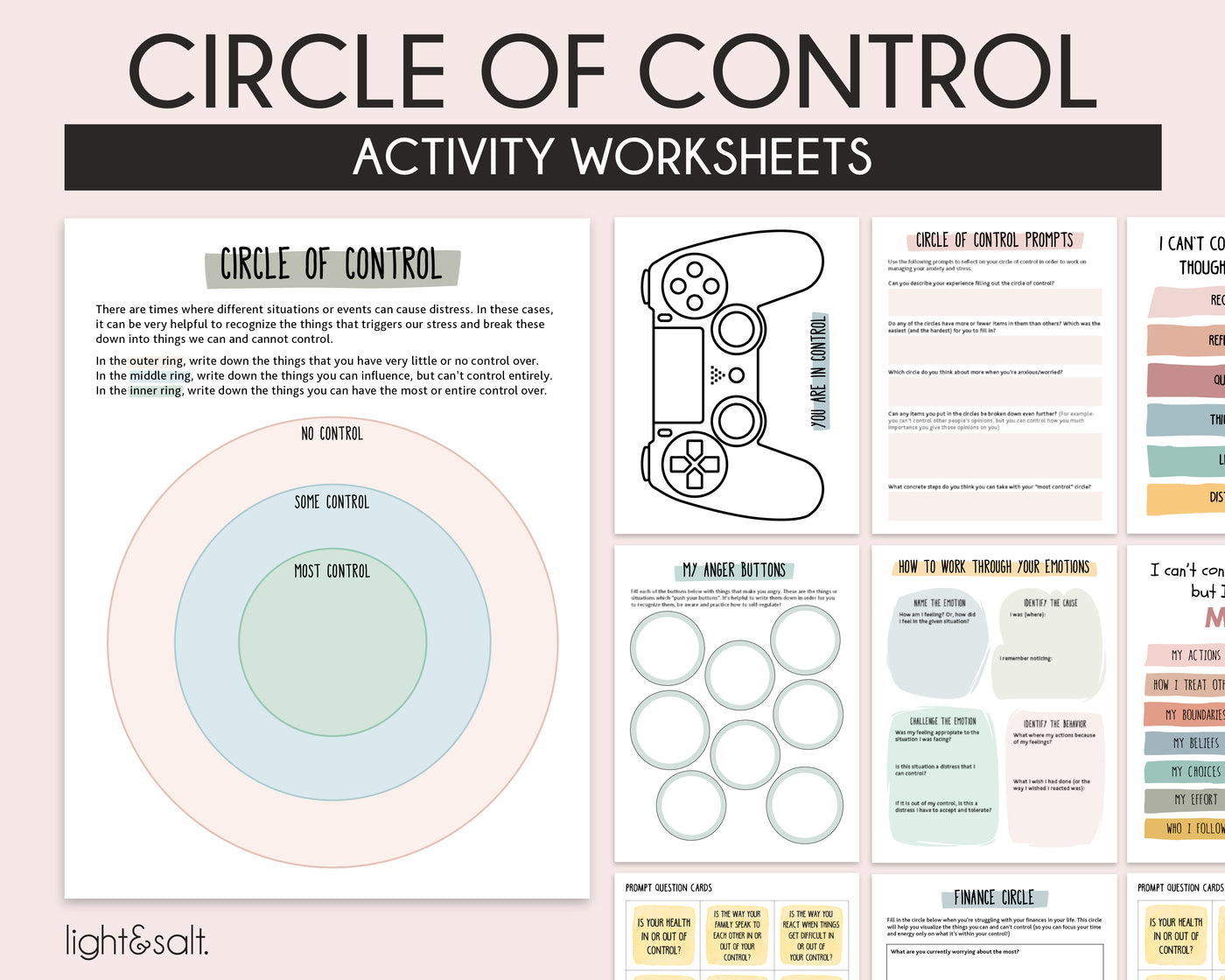 Circle of control therapy worksheets