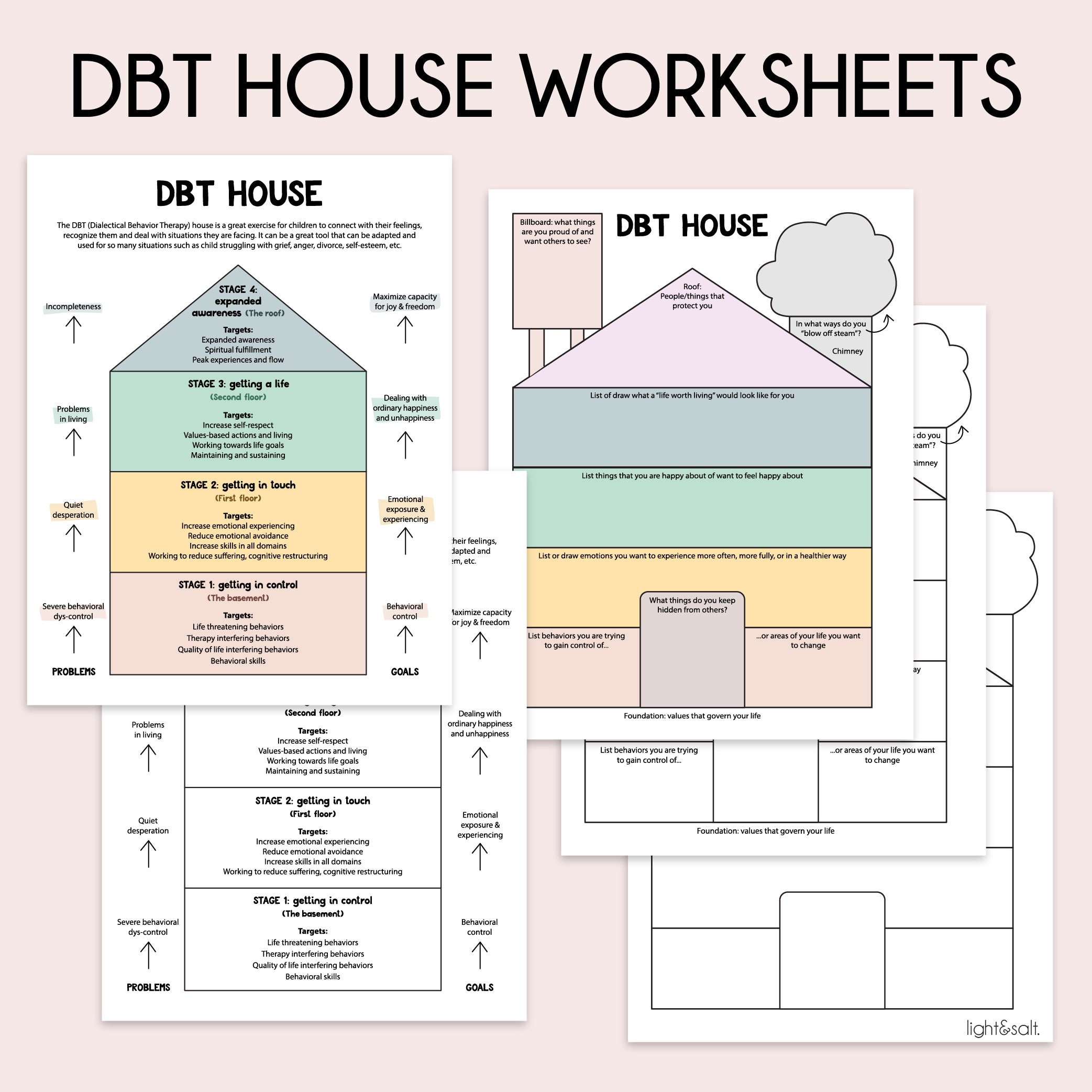 DBT house, Anxiety House Worksheet – LightandSaltDesign