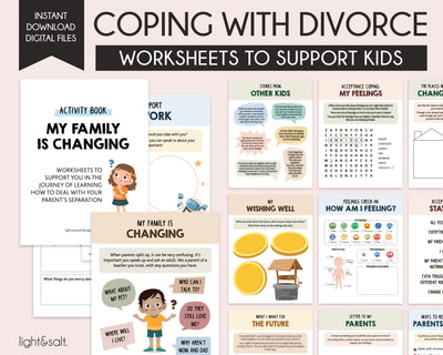 Divorce worksheets for kids, separation journal