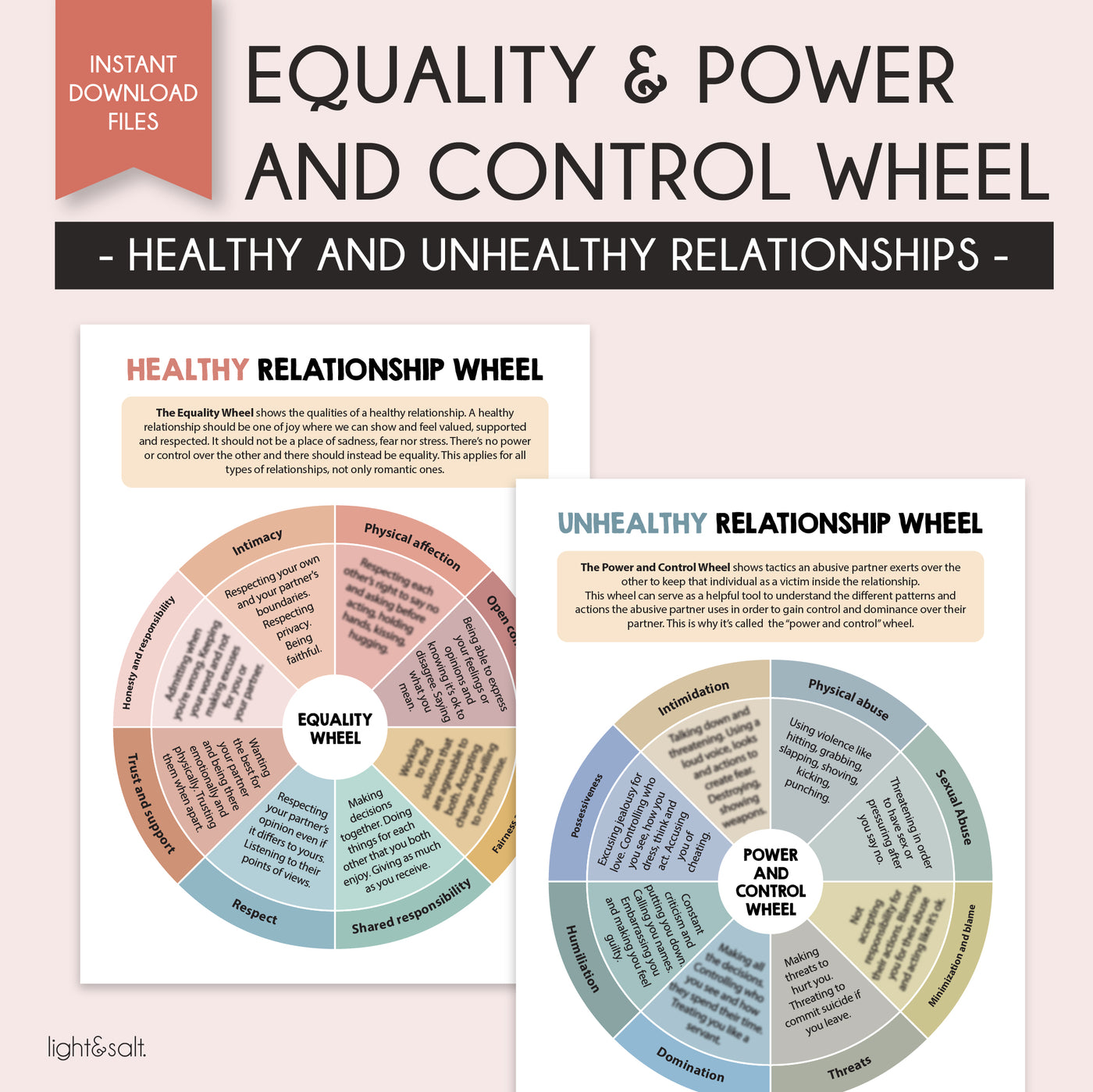 Equality Wheel and Power and Control Wheel – LightandSaltDesign