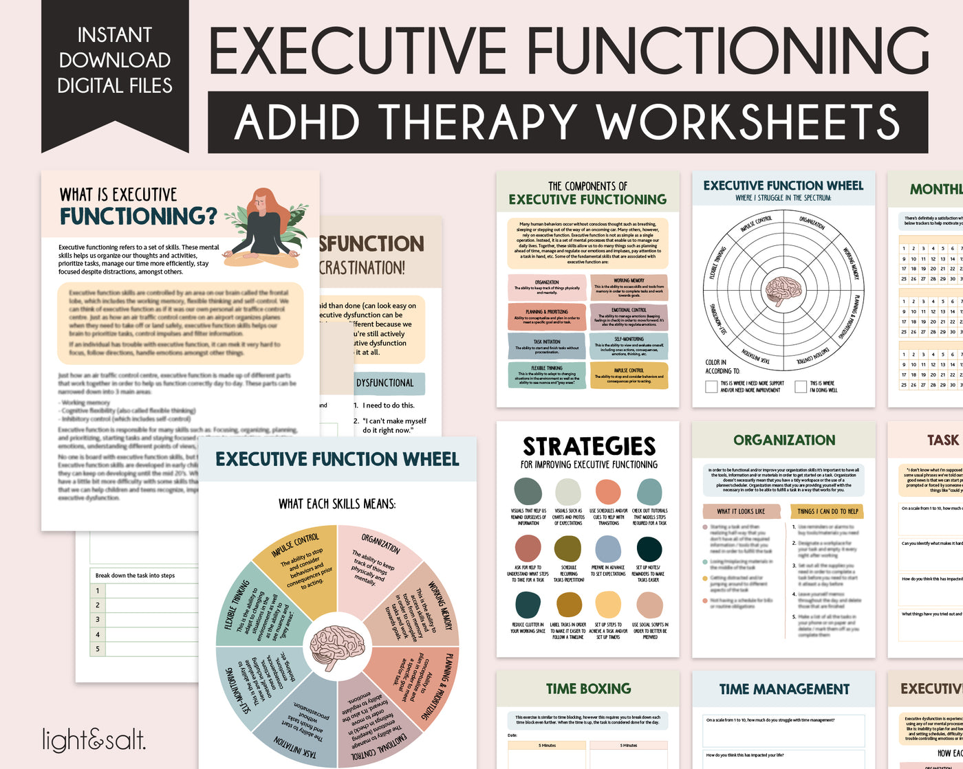 ADHD - Executive functioning worksheet bundle teens and adults