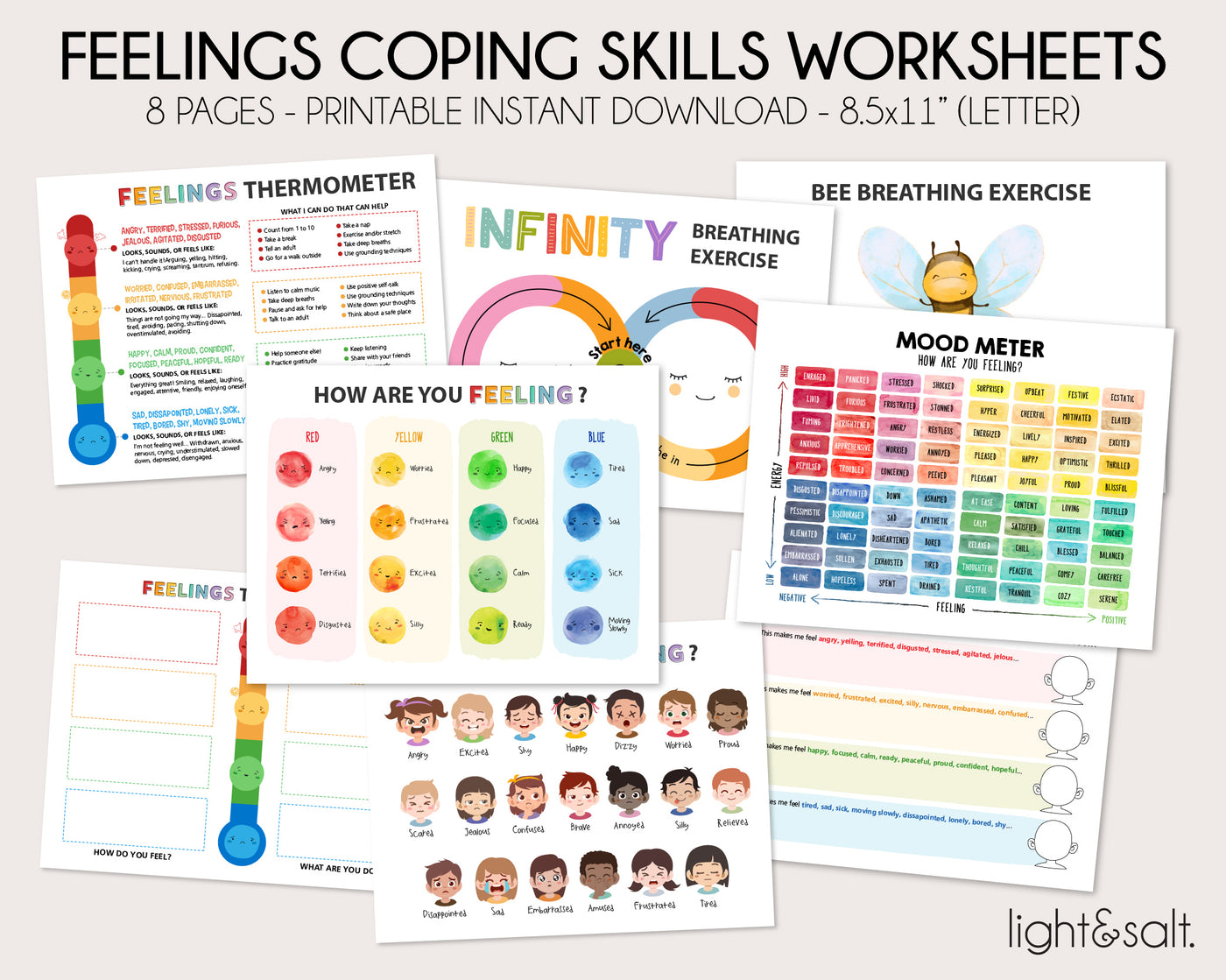 Coping skills bundle for kids and teens, mental health resources bundle
