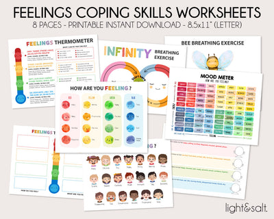 Feelings and emotions with Coping Skills for kids worksheets