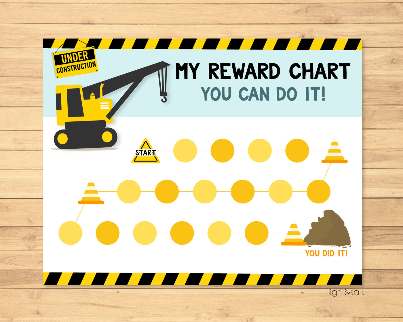 Construction themed reward chart, kindness chart