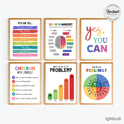 Primary colors set of 6 Calming Corner mental health posters