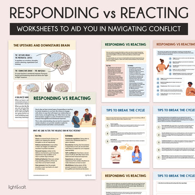 Reacting vs Responding worksheets, couples therapy