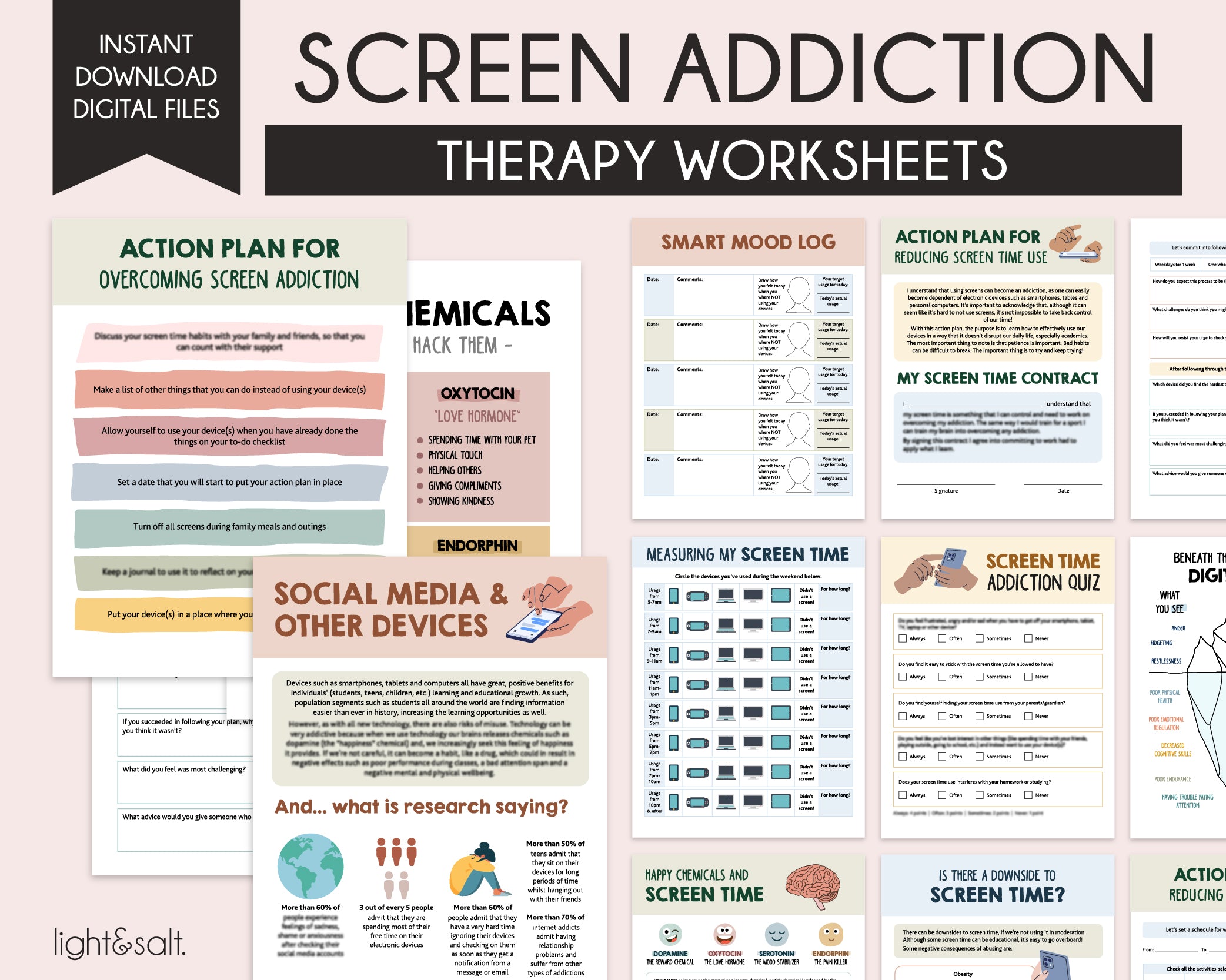 Screen Time Addiction Worksheets LightandSaltDesign Screen time addiction worksheets lightandsaltdesign
