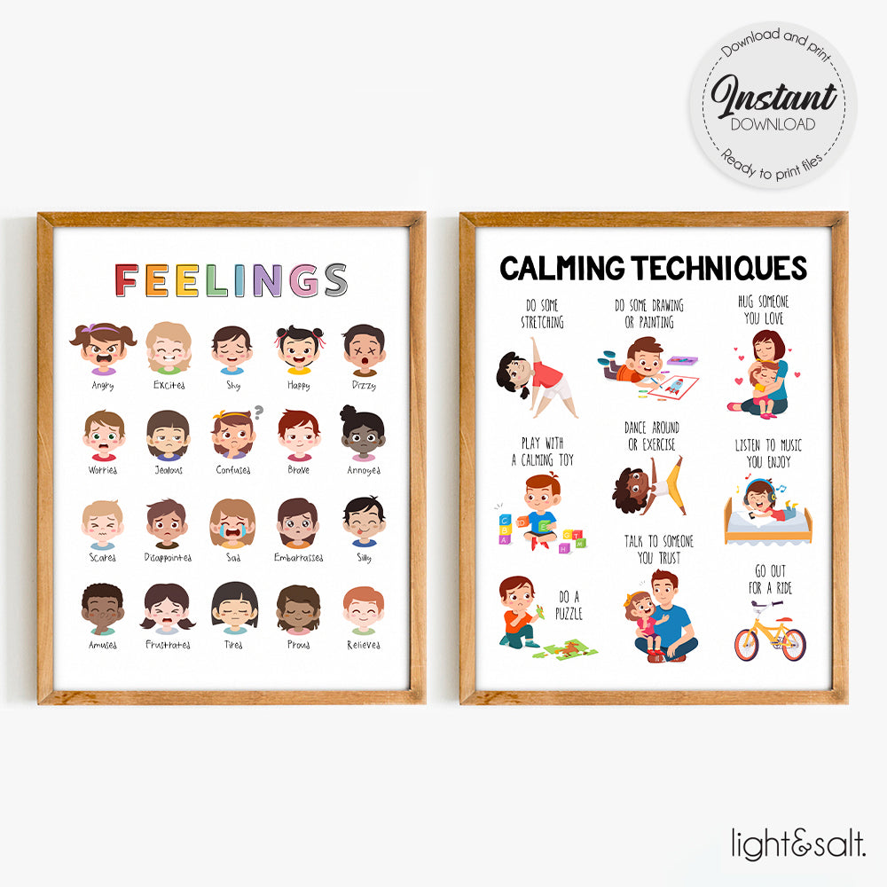Set of 2 Posters: Feelings and Calming Techniques