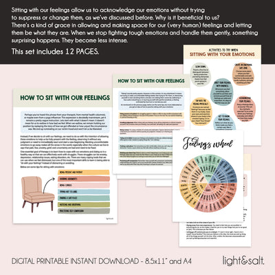 Sitting with your feelings therapy worksheets
